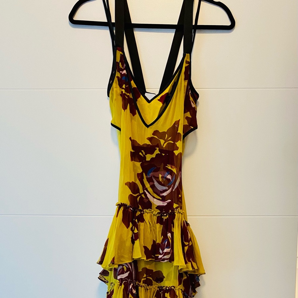 Cinq a Sept Floral Silk A lline dress